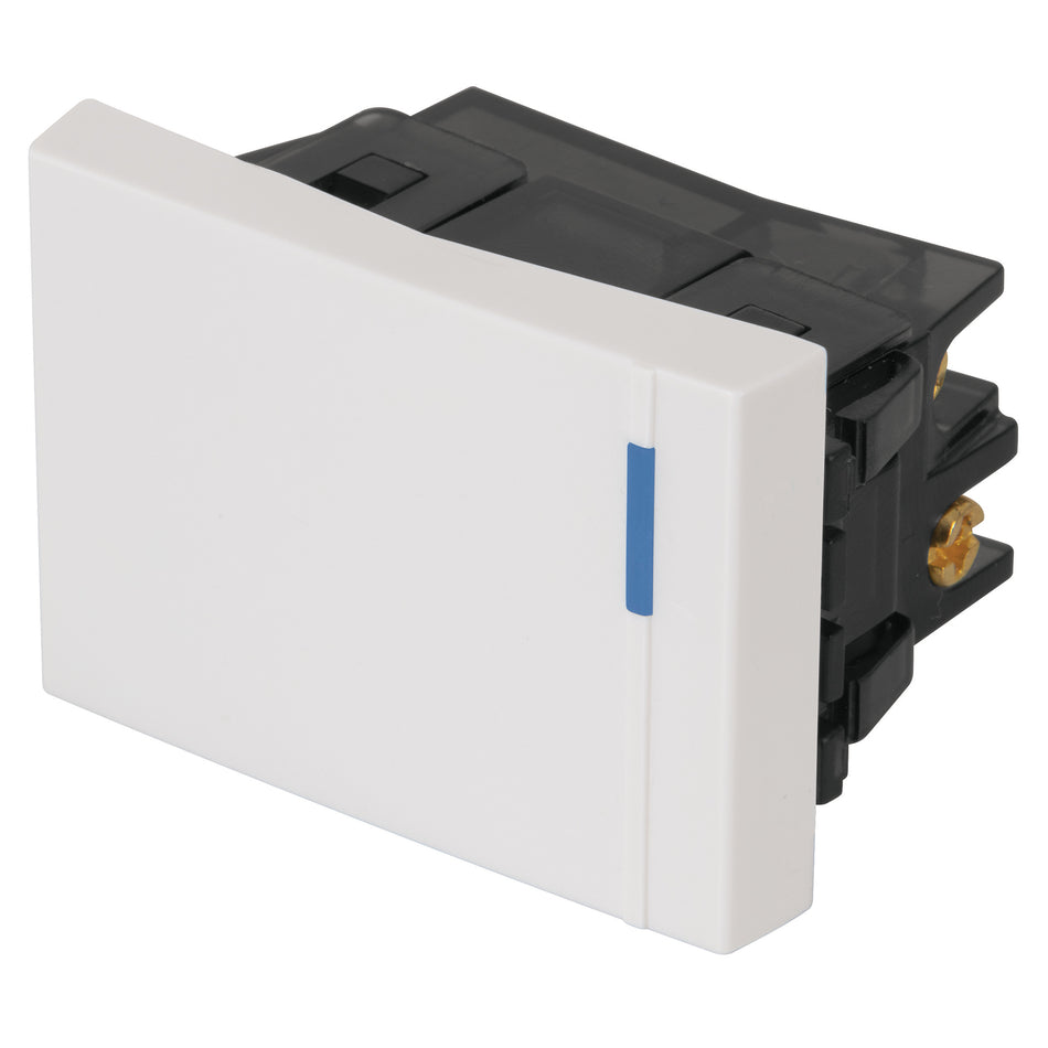 Interruptor de 3 vías, 1.5 módulos, línea Española, blanco Caja con 12, 47049