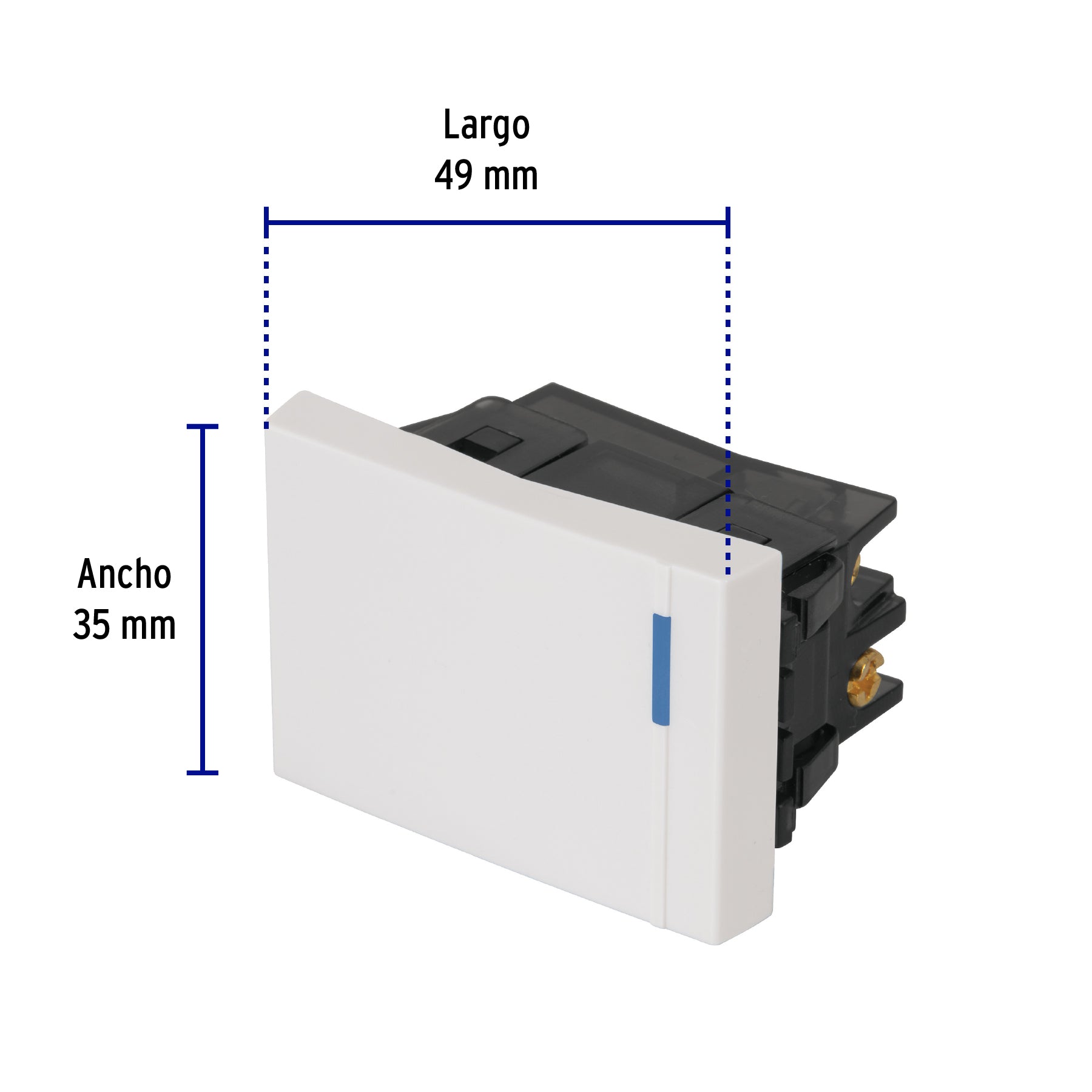 Interruptor de 3 vías, 1.5 módulos, línea Española, blanco, 47049