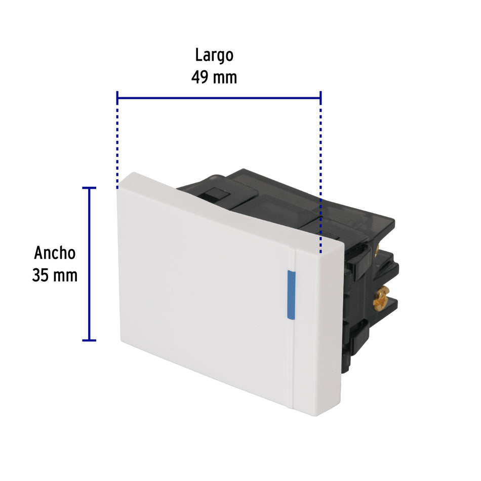 Interruptor de 3 vías, 1.5 módulos, línea Española, blanco Caja con 12, 47049