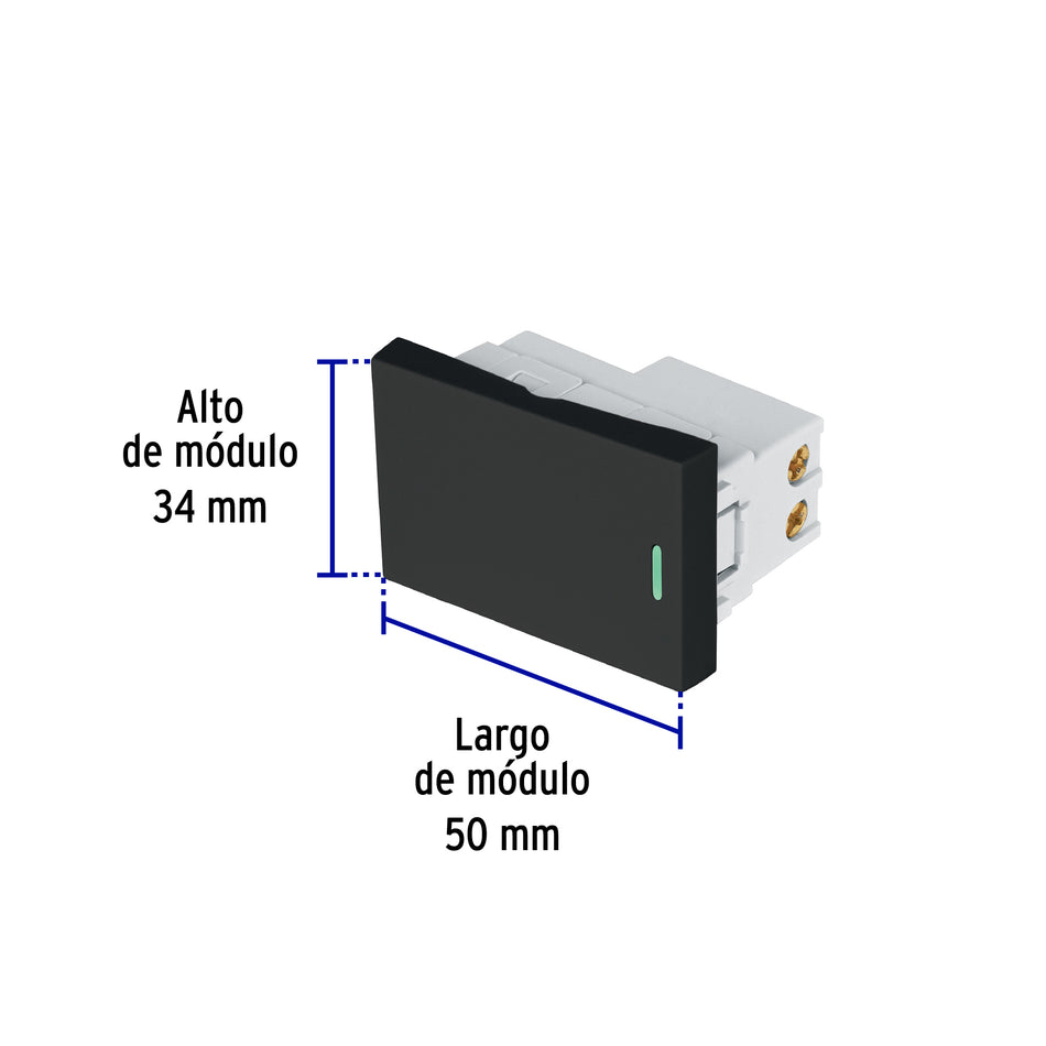Interruptor de 3 vías negro de 1.5 módulos, línea Lisboa Caja con 12, 47877