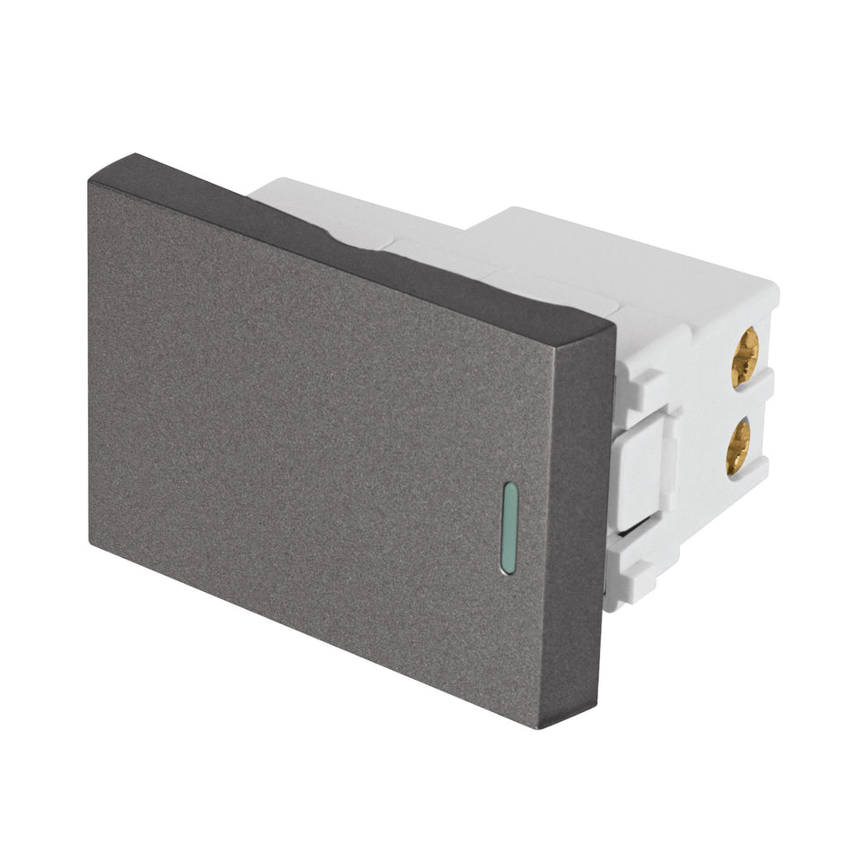 Interruptor sencillo acero inox de 1.5 módulos, línea Lisboa Caja con 12, 47821
