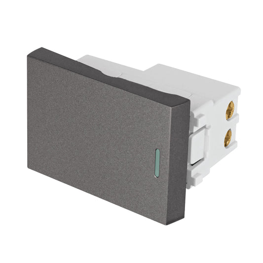Interruptor sencillo acero inox de 1.5 módulos, línea Lisboa Caja con 12, 47821