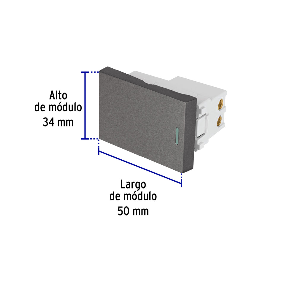 Interruptor sencillo acero inox de 1.5 módulos, línea Lisboa Caja con 12, 47821