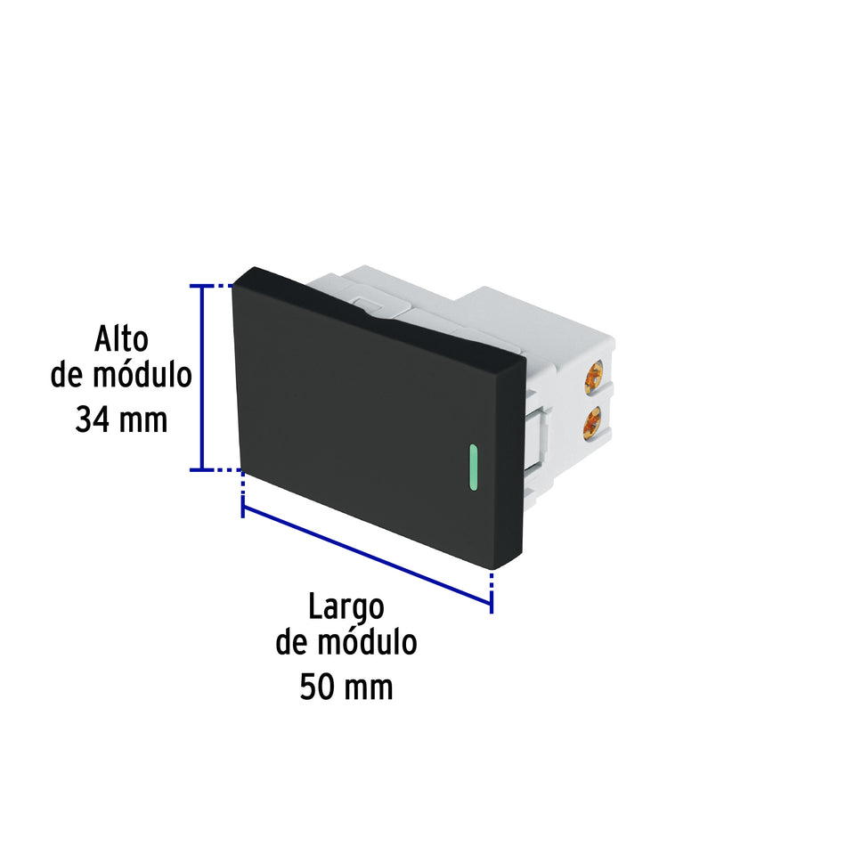 Interruptor sencillo negro de 1.5 módulos, línea Lisboa Caja con 12, 47874