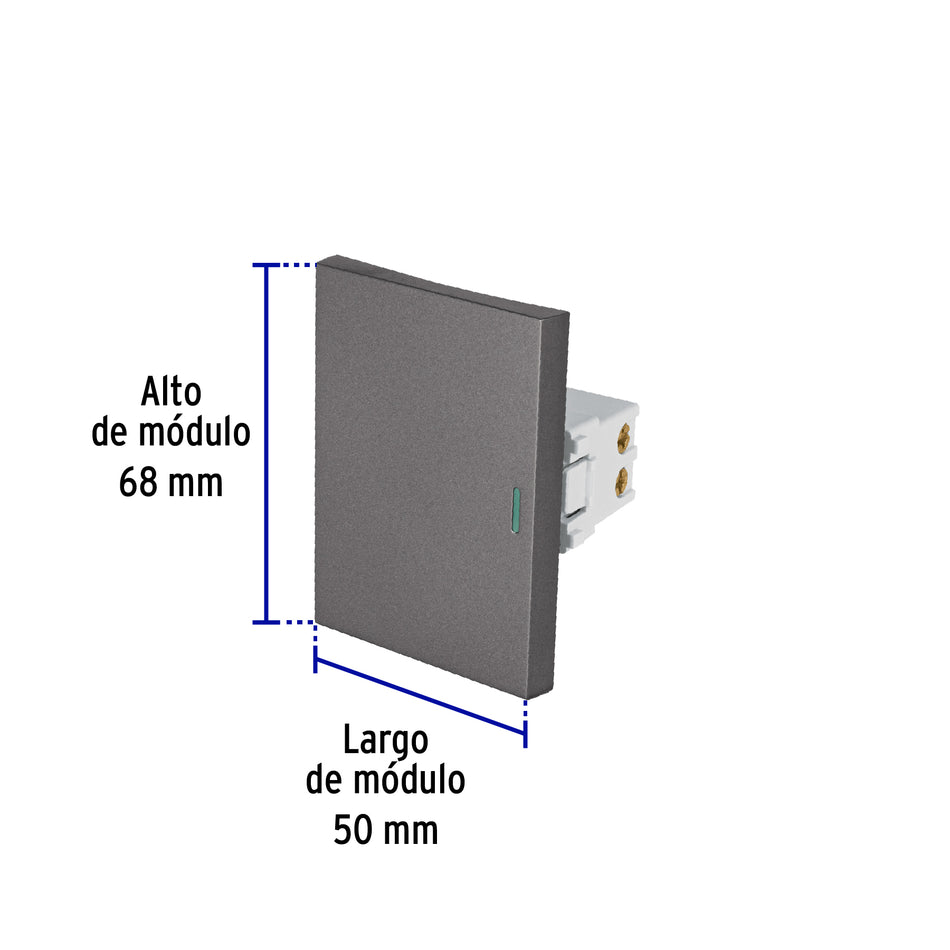 Interruptor 3 vías acero inox de 3 módulos, línea Lisboa Caja con 12, 47825