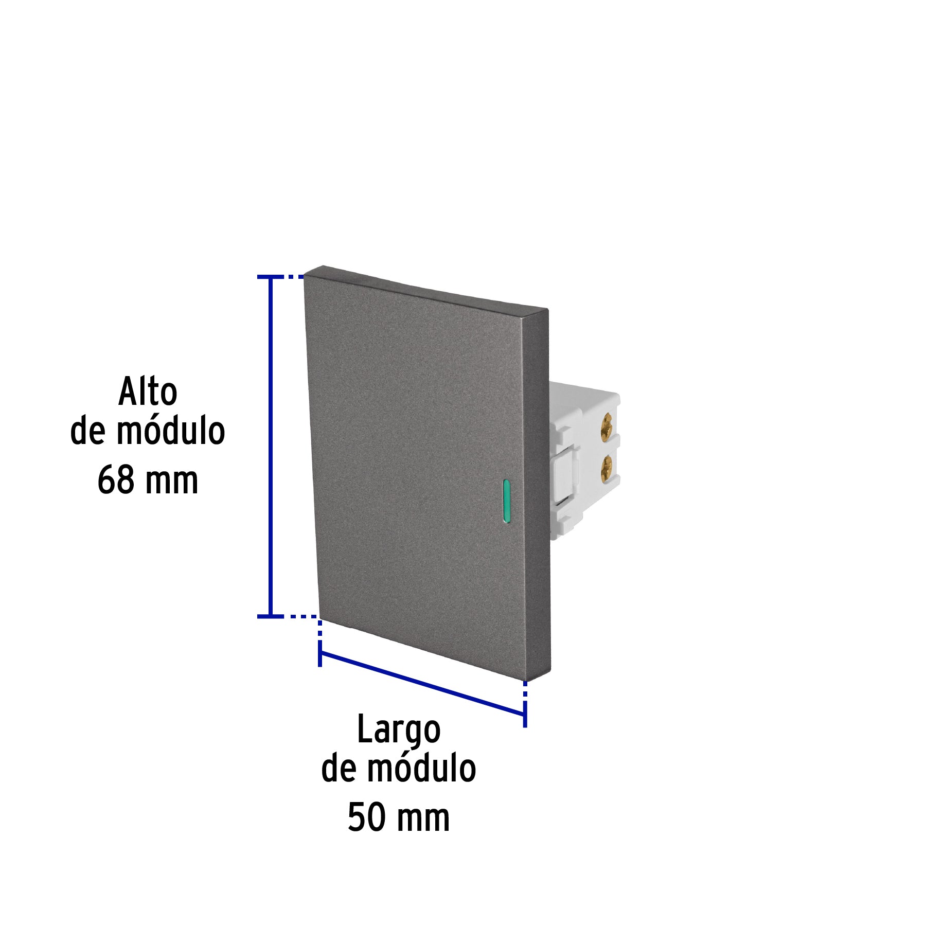 Interruptor sencillo acero inox de 3 módulos, línea Lisboa, 47822