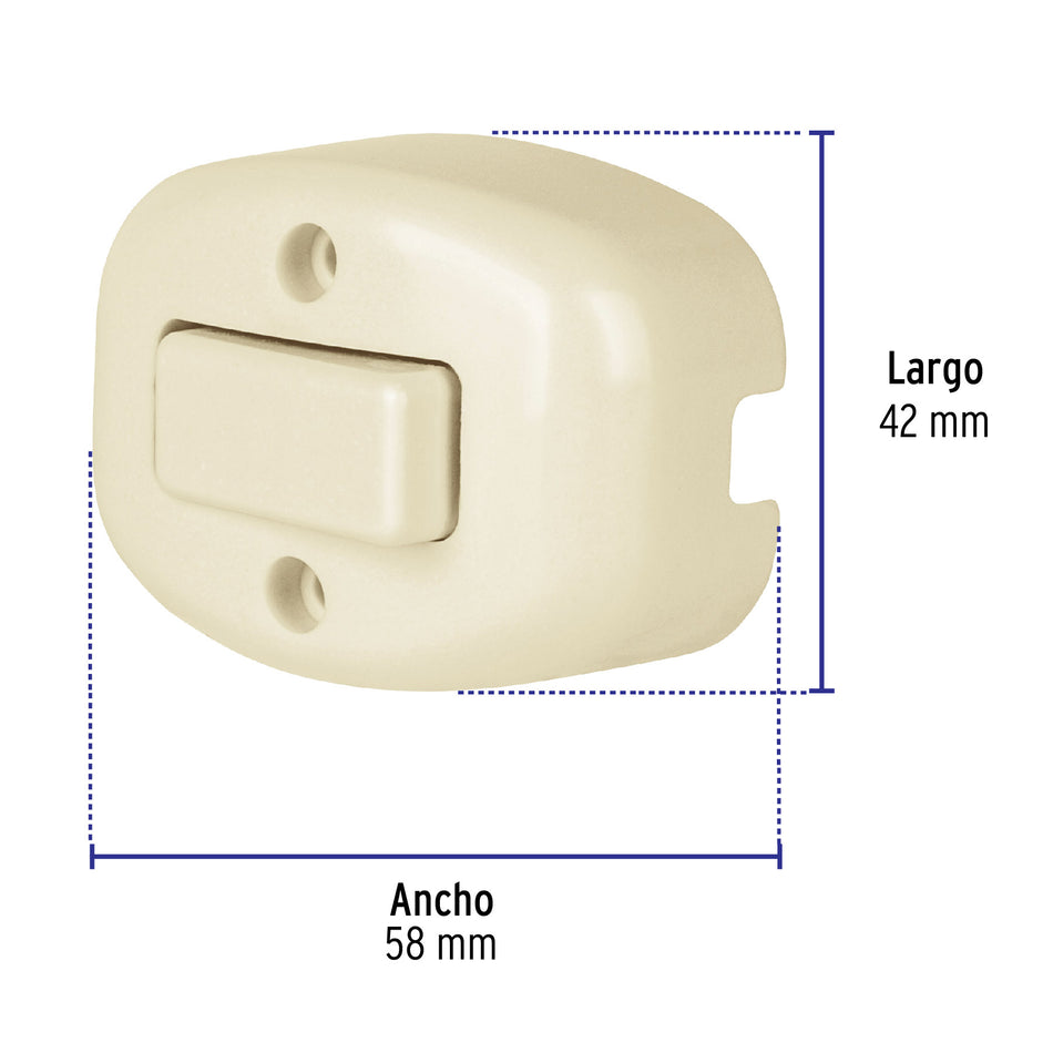 Interruptor de sobreponer sencillo, Volteck Caja con 10, 46004