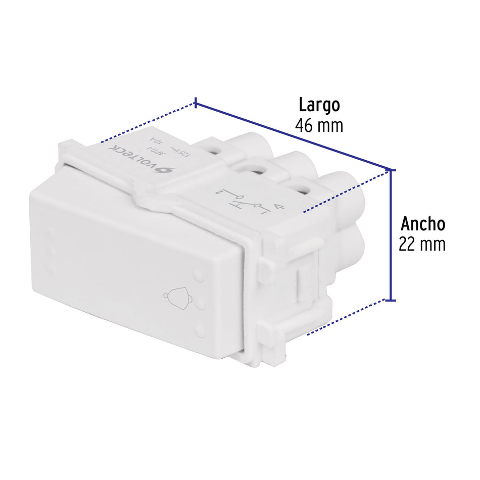 Interruptor para timbre, línea Italiana, color blanco Caja con 12, 48139