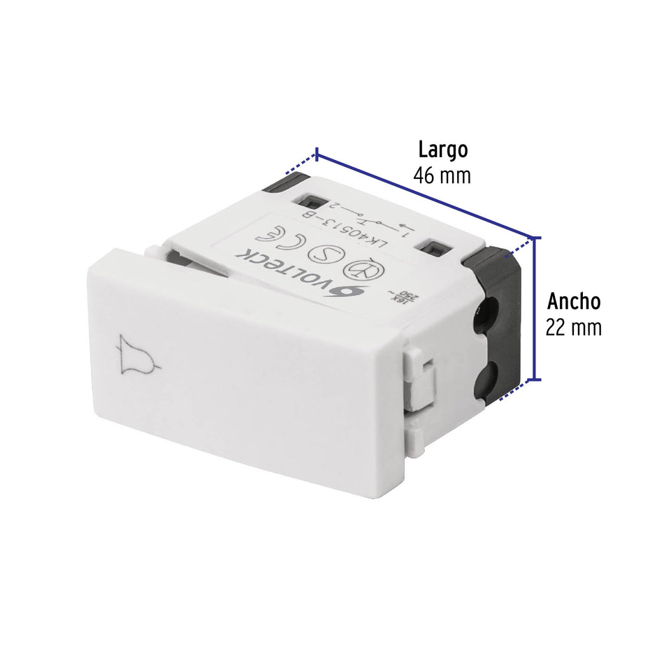 Interruptor para timbre, línea Oslo, color blanco, Volteck Caja con 12, 48323