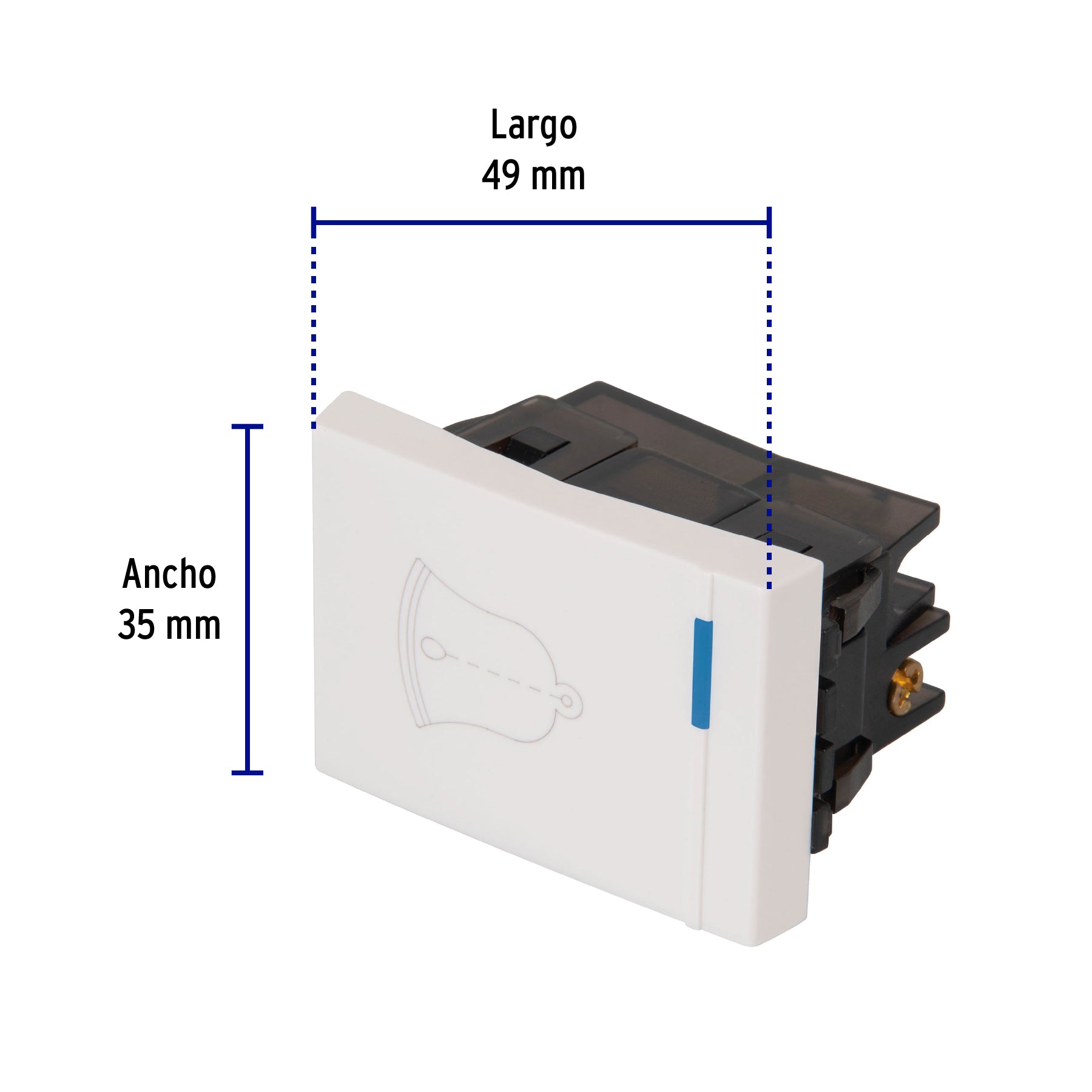 Interruptor para timbre, 1.5 módulos, línea Española, blanco, 47053