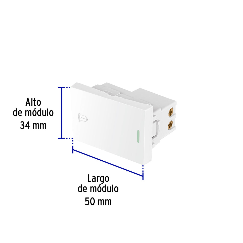 Interruptor para timbre blanco de 1.5 módulos, línea Lisboa Caja con 12, 47946