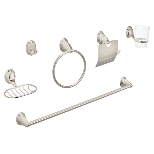 Juego de 6 accesorios p/baño satín chapetón ovalado, Aqua, 49162