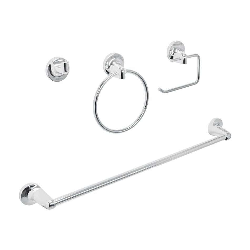 Juego de 4 accesorios para baño metálicos, Foset Aqua, 49164