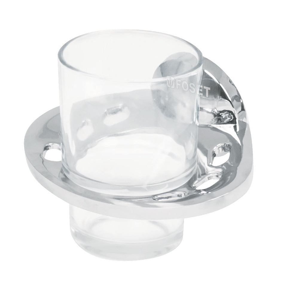 Portavaso cepillero metálico con vaso de vidrio, Foset Aqua Caja con 6, 49398