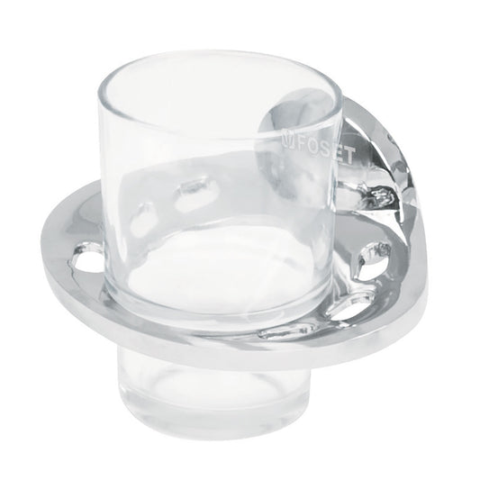 Portavaso cepillero metálico con vaso de vidrio, Foset Aqua Caja con 6, 49398
