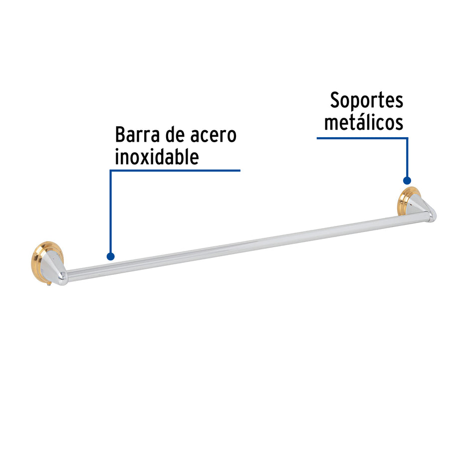 Toallero de barra metálico acabado cromo-oro, Foset Aqua Caja con 6, 45993