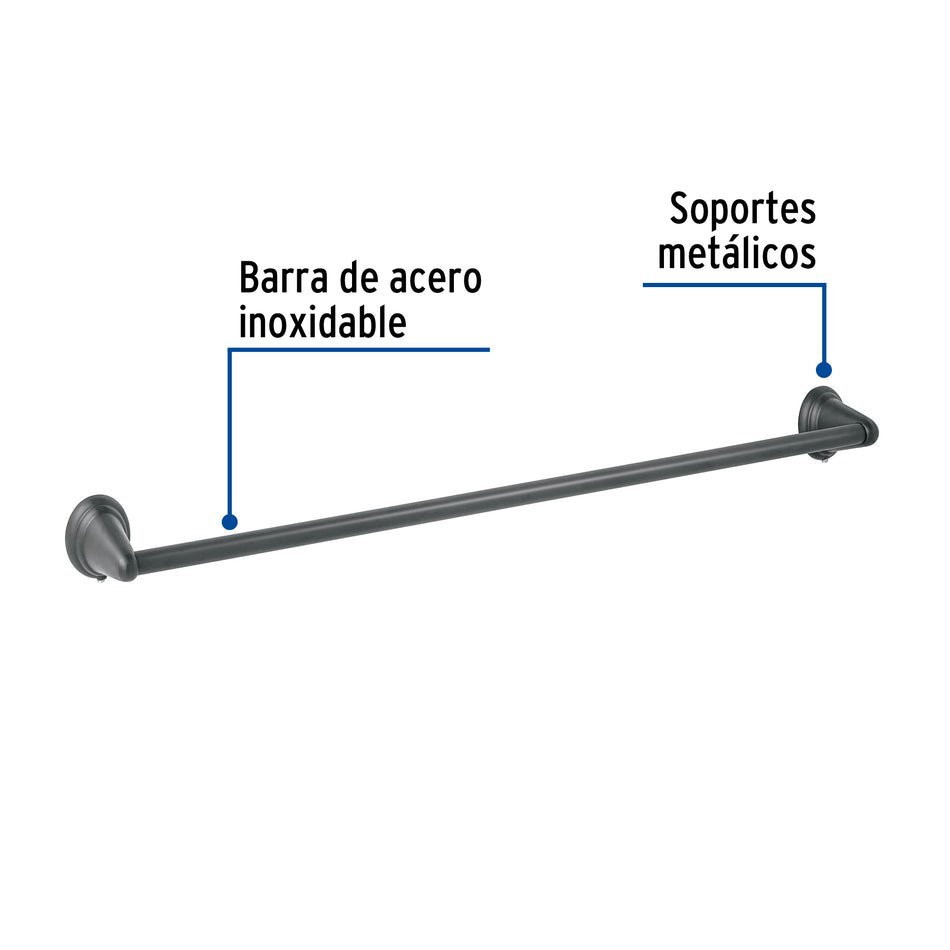 Toallero de barra metálico acabado negro, Foset Aqua Caja con 6, 45995