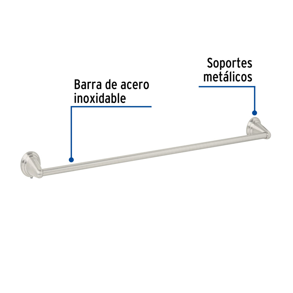 Toallero de barra metálico acabado satín, Foset Aqua Caja con 6, 45994