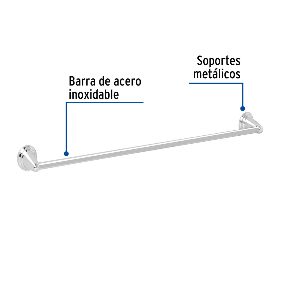 Toallero de barra metálico acabado cromo, Foset Aqua Caja con 6, 45992