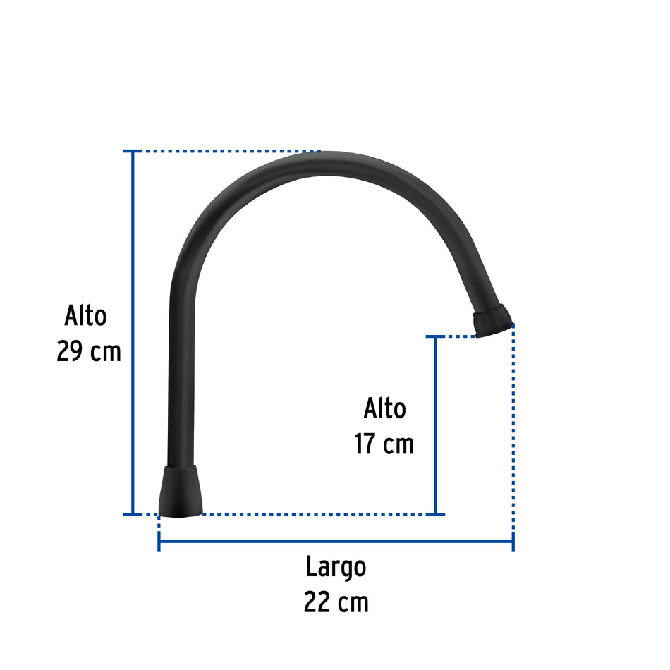 Cuello largo para mezcladora de fregadero, negro mate, Aqua, 46727