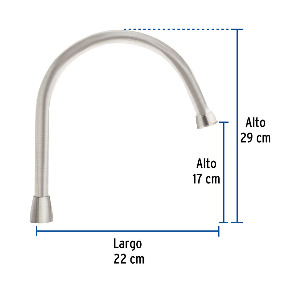Cuello largo para mezcladora de fregadero, satín, Aqua, 46726