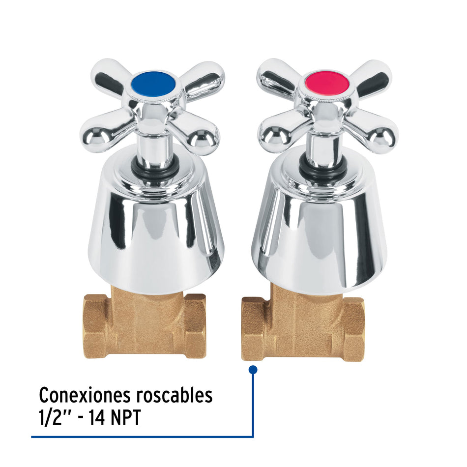 Juego llaves empotrar roscables, cruceta, Aqua, 49796