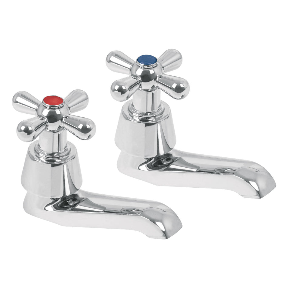 Juego 2 llaves individuales para lavabo, cromo, cruceta,AQUA, 49805