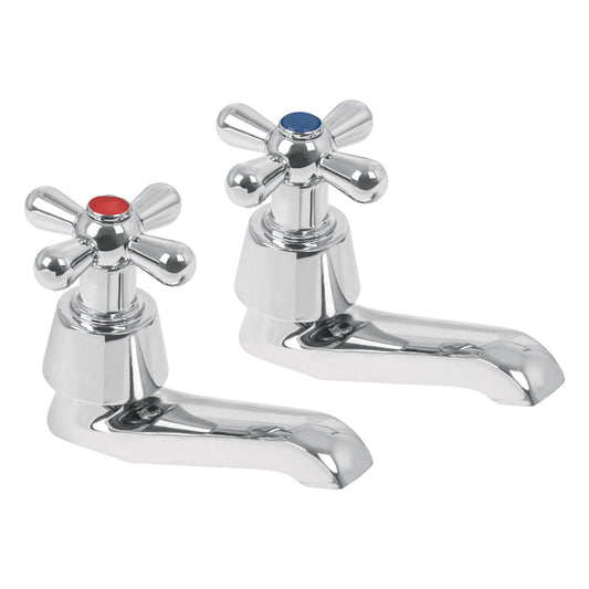 Juego 2 llaves individuales para lavabo, cromo, cruceta,AQUA, 49805