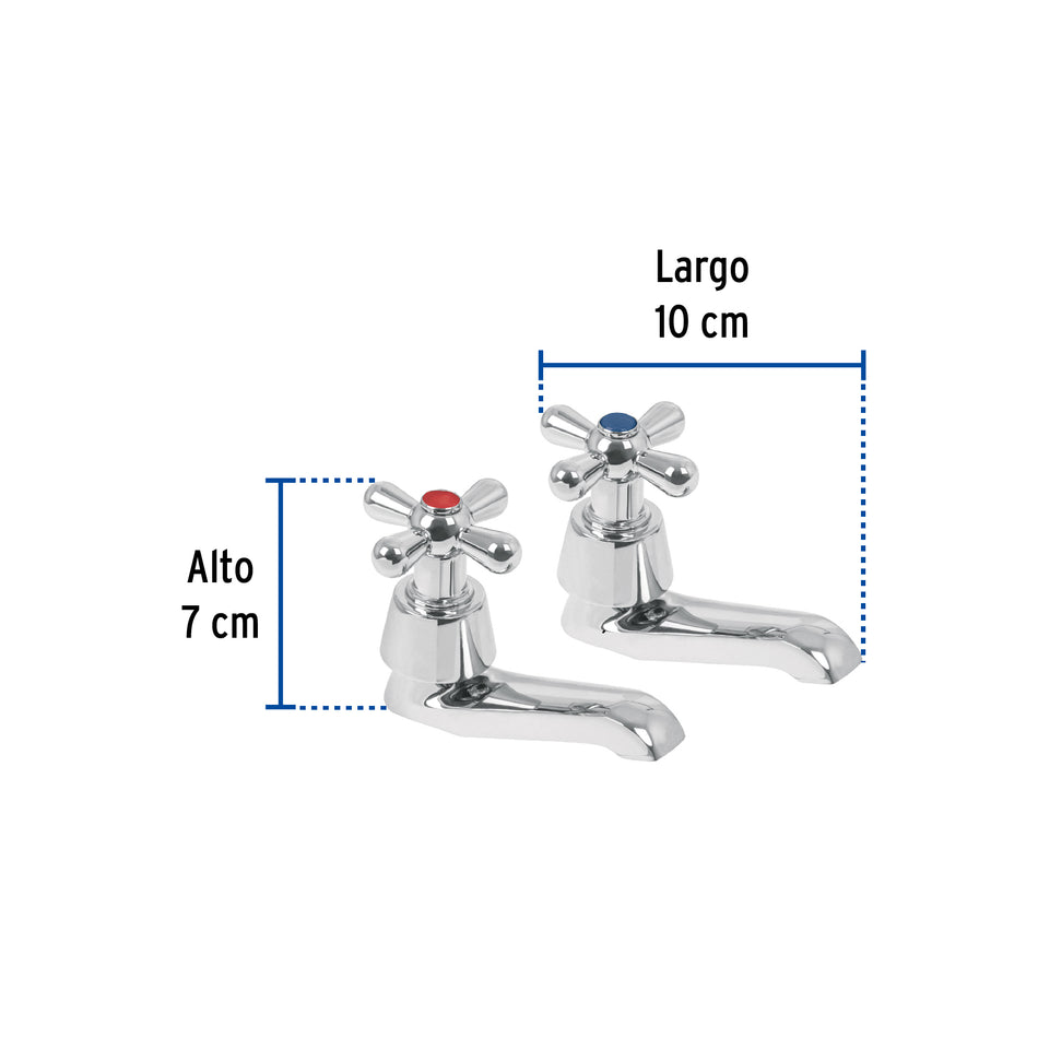 Juego 2 llaves individuales para lavabo, cromo, cruceta,AQUA, 49805