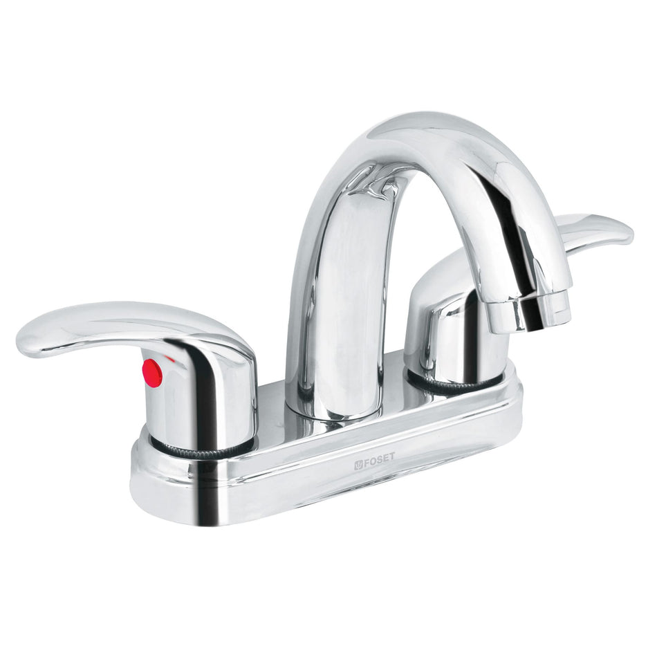 Mezcladora lavabo 4' cromo, nariz curva, palanca, AQUA, 49693