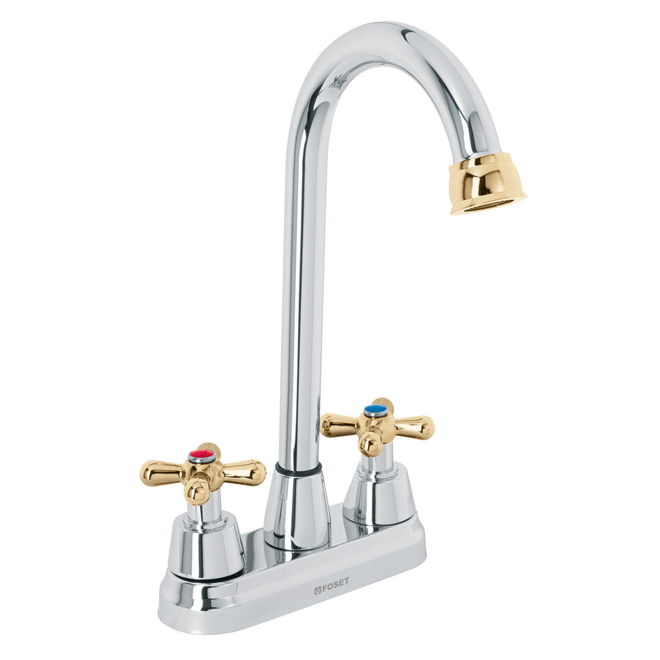 Mezcladora lavabo 4' cromo-oro, tipo bar, cruceta, AQUA Caja con 2, 45621
