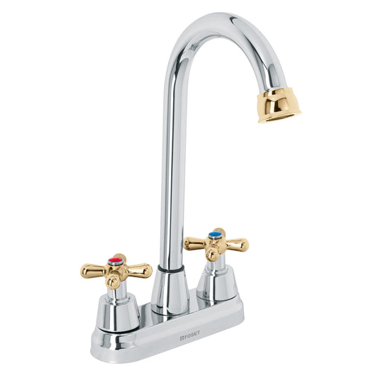 Mezcladora lavabo 4' cromo-oro, tipo bar, cruceta, AQUA Caja con 2, 45621