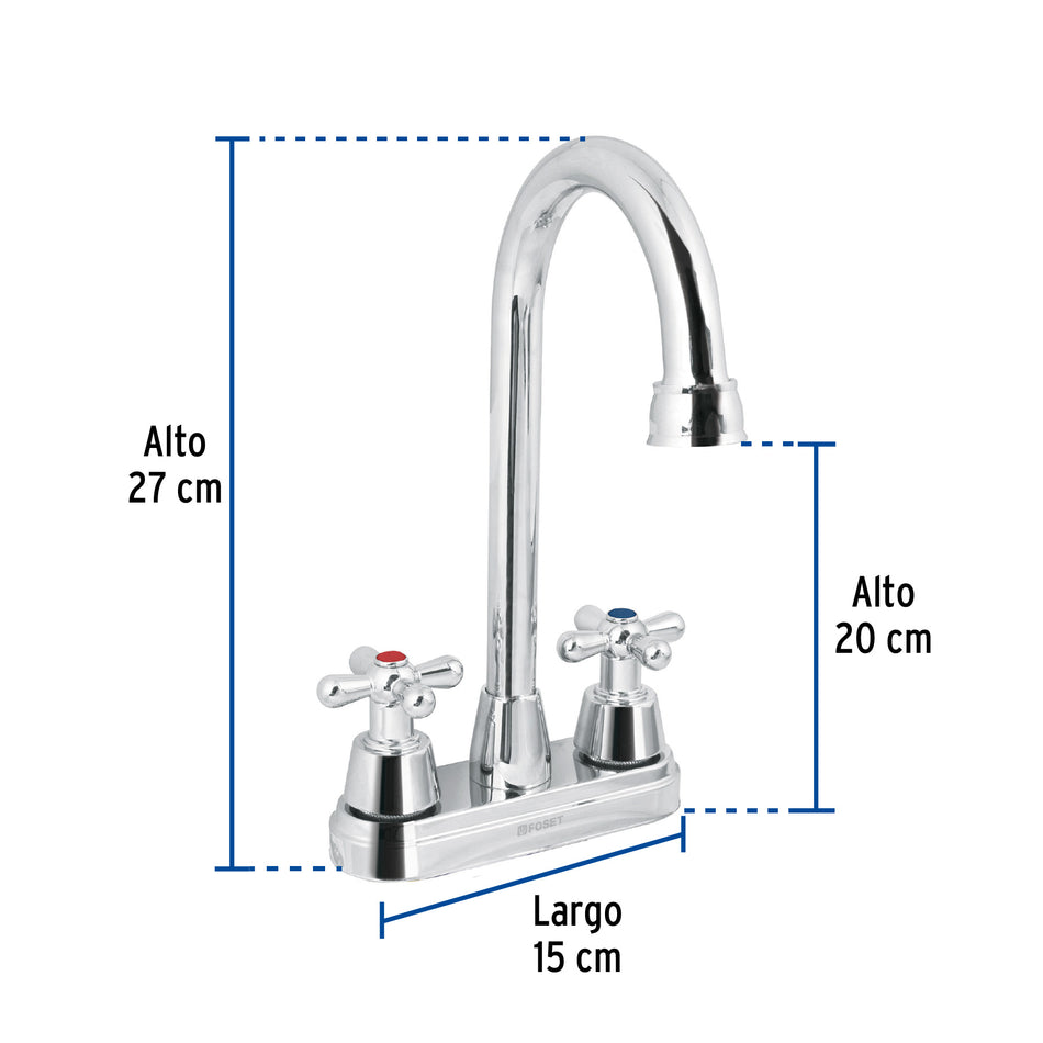 Mezcladora lavabo 4' cromo, tipo bar, cruceta, AQUA Caja con 2, 49690