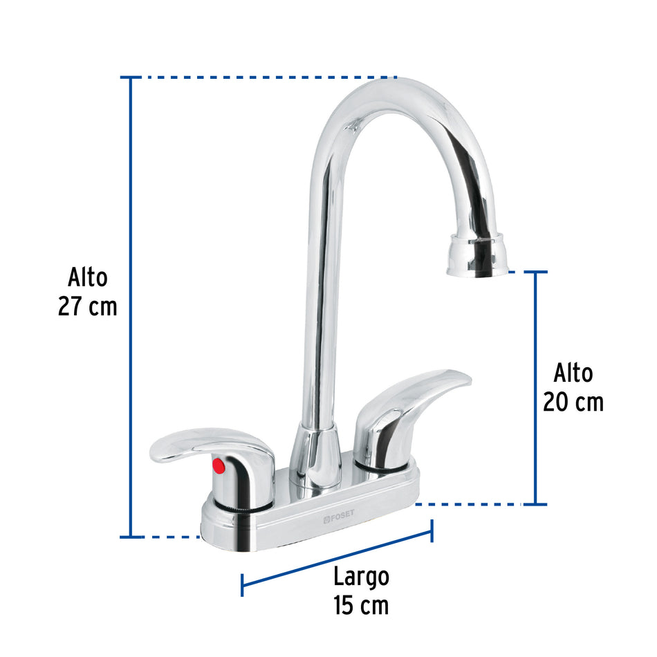 Mezcladora lavabo 4' cromo, tipo bar, palanca, AQUA Caja con 2, 49691