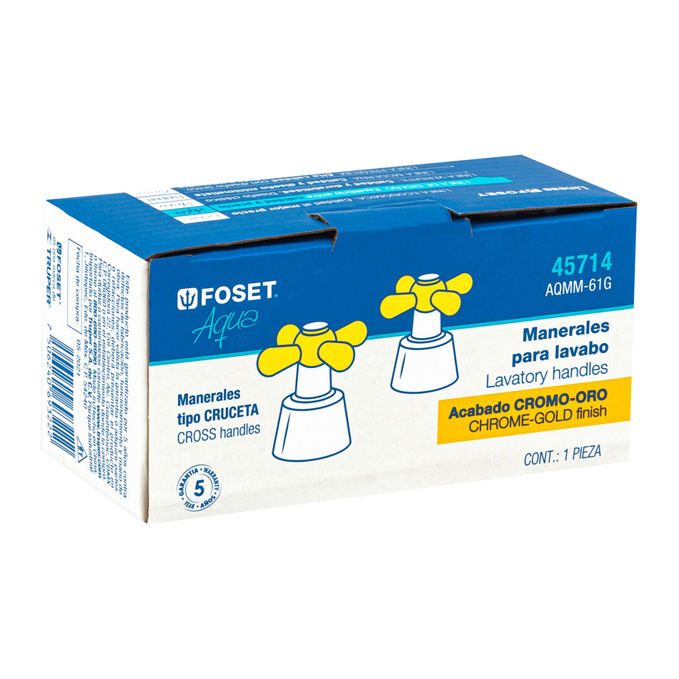 Juego de manerales de cruceta p/lav-fregadero,cromo oro,Aqua, 45714