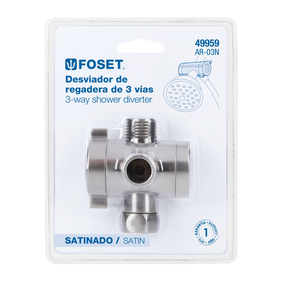 Desviador de 3 vías para brazo, satín, Foset Riviera, 49959