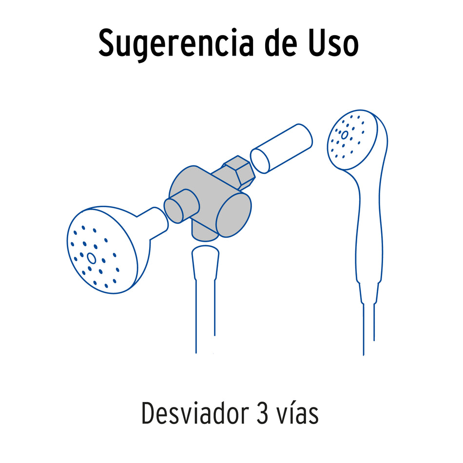 Desviador de 3 vías para brazo, cromo, Foset Riviera, 49958
