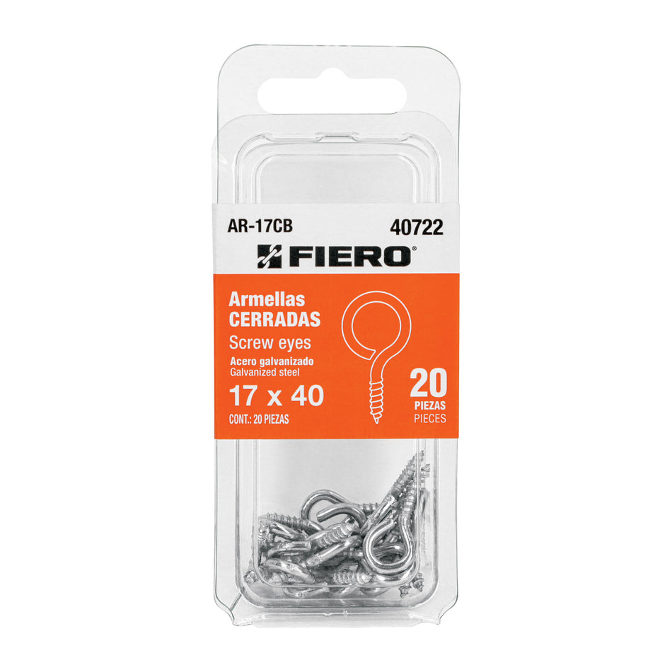 Blíster con 20 armellas cerradas de 17 x 40, Fiero Caja con 12, 40722