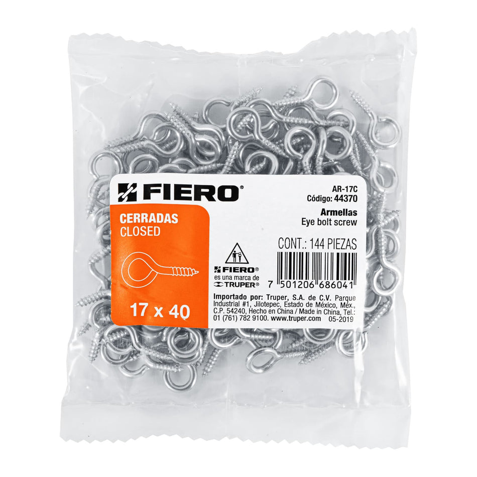Bolsa con 144 armellas cerradas de 17 x 40, Fiero Caja con 6, 44370