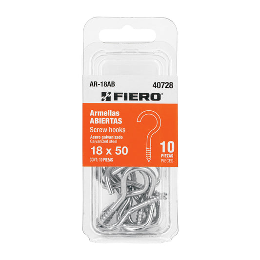 Blíster con 10 armellas abiertas de 18 x 50, Fiero Caja con 12, 40728