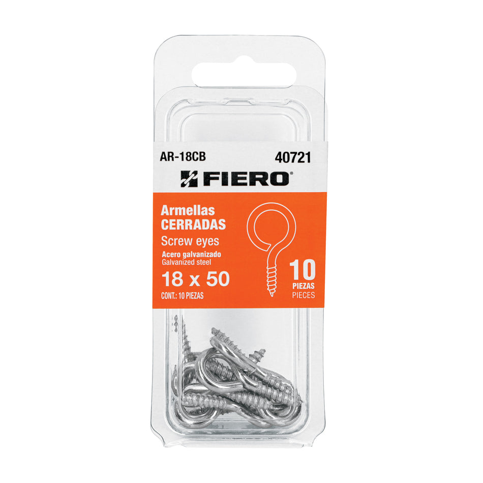 Blíster con 10 armellas cerradas de 18 x 50, Fiero Caja con 12, 40721