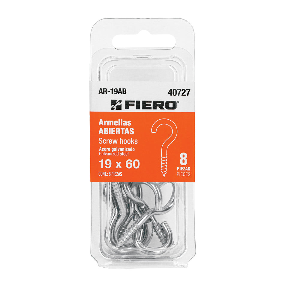 Blíster con 8 armellas abiertas de 19 x 60, Fiero Caja con 12, 40727