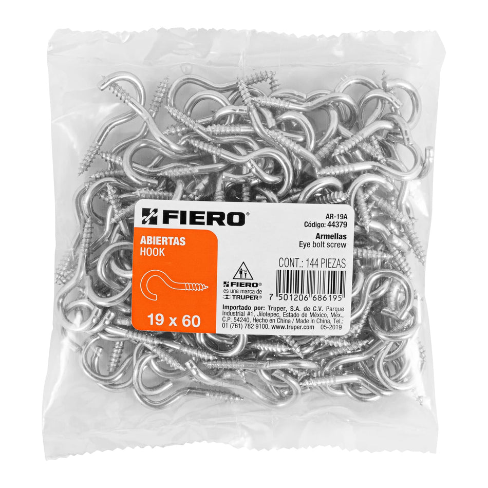Bolsa con 144 armellas abiertas de 19 x 60, Fiero Caja con 6, 44379