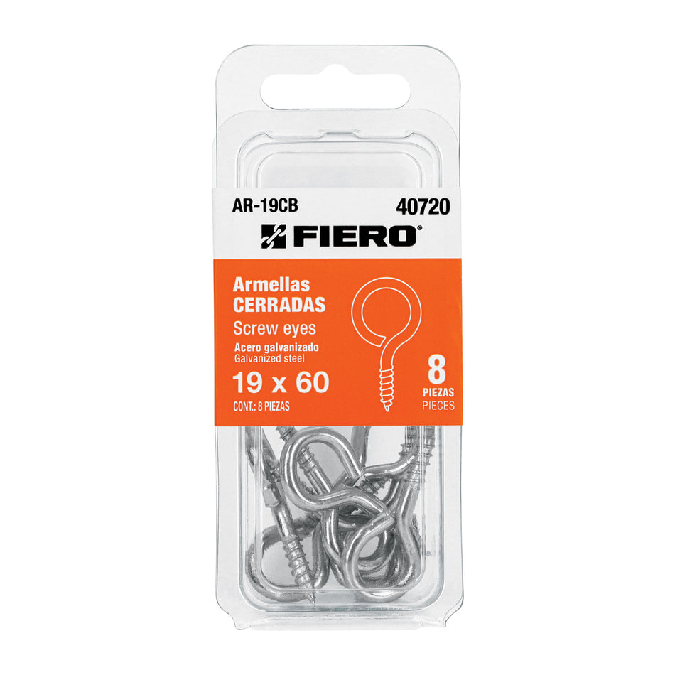 Blíster con 8 armellas cerradas de 19 x 60, Fiero Caja con 12, 40720