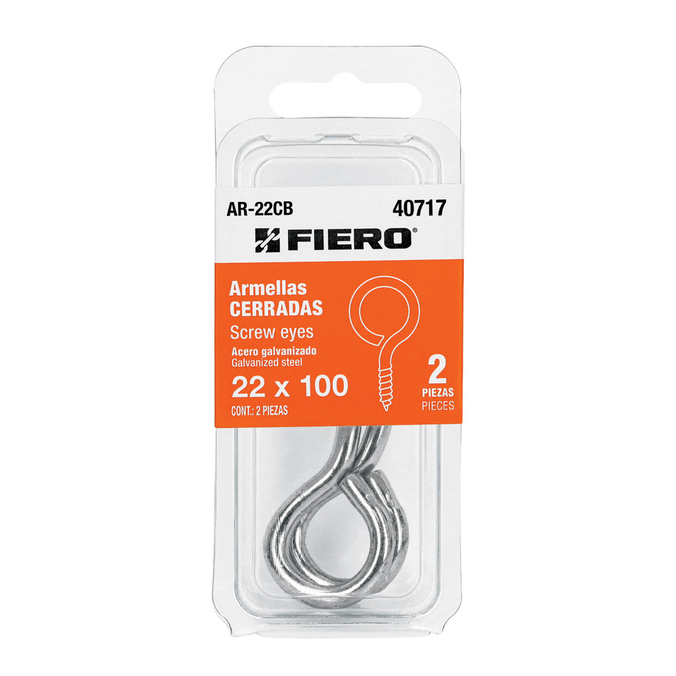 Blíster con 2 armellas cerradas de 22 x 100, Fiero Caja con 12, 40717