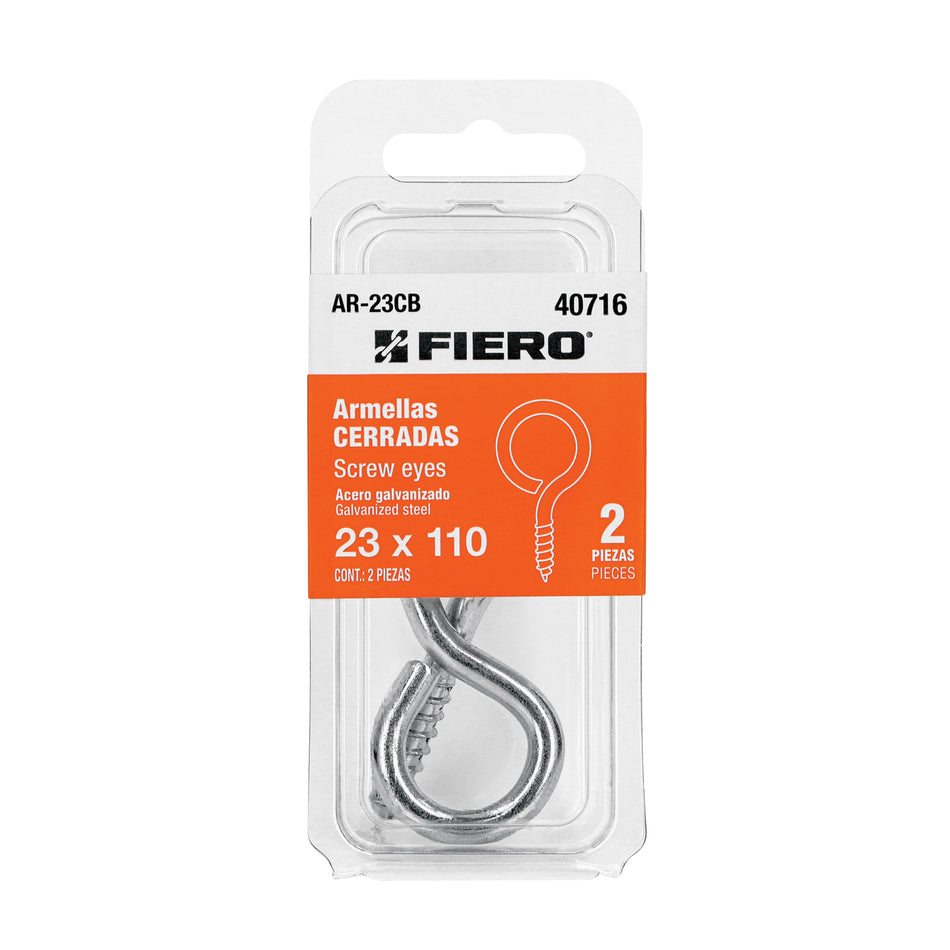 Blíster con 2 armellas cerradas de 23 x 110, Fiero Caja con 12, 40716