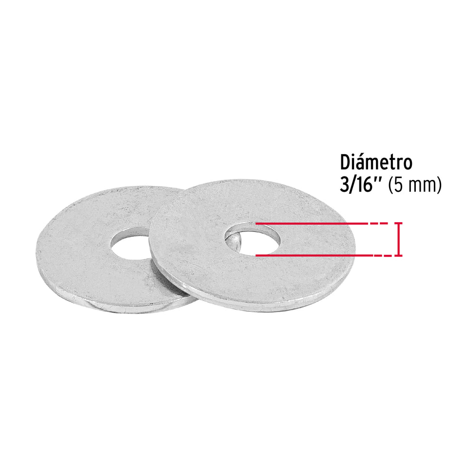 Blíster con 35 arandelas planas de 3/16', Fiero Caja con 12, 40750
