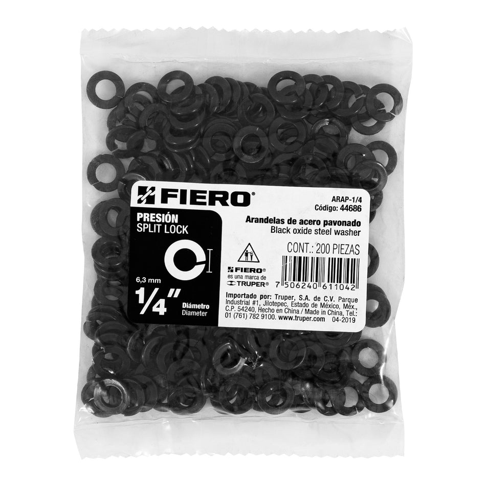 Bolsa con 200 arandelas de presión de 1/4', Fiero Caja con 6, 44686