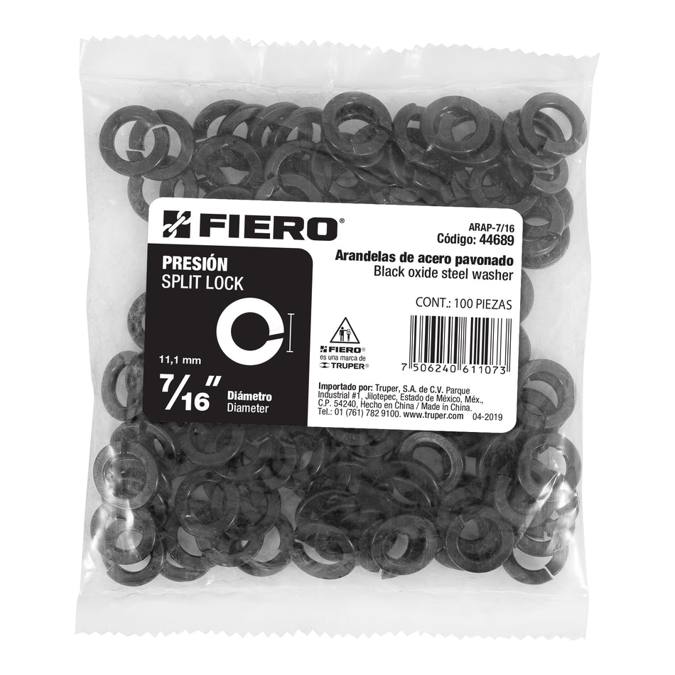Bolsa con 100 arandelas de presión de 7/16', Fiero Caja con 6, 44689