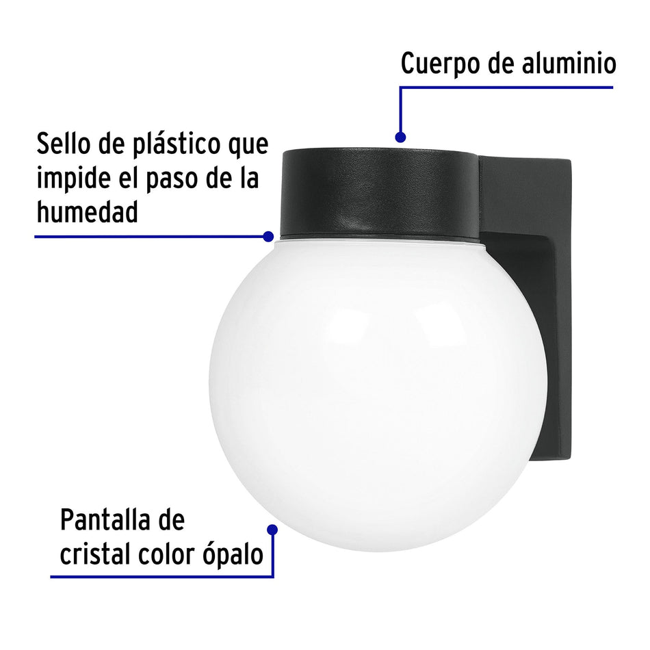 Arbotante de pared tipo globo, lámpara no incluida, Volteck, 47286